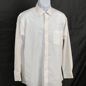 Men's used white Pierre Cardin dress shirt in good condition.